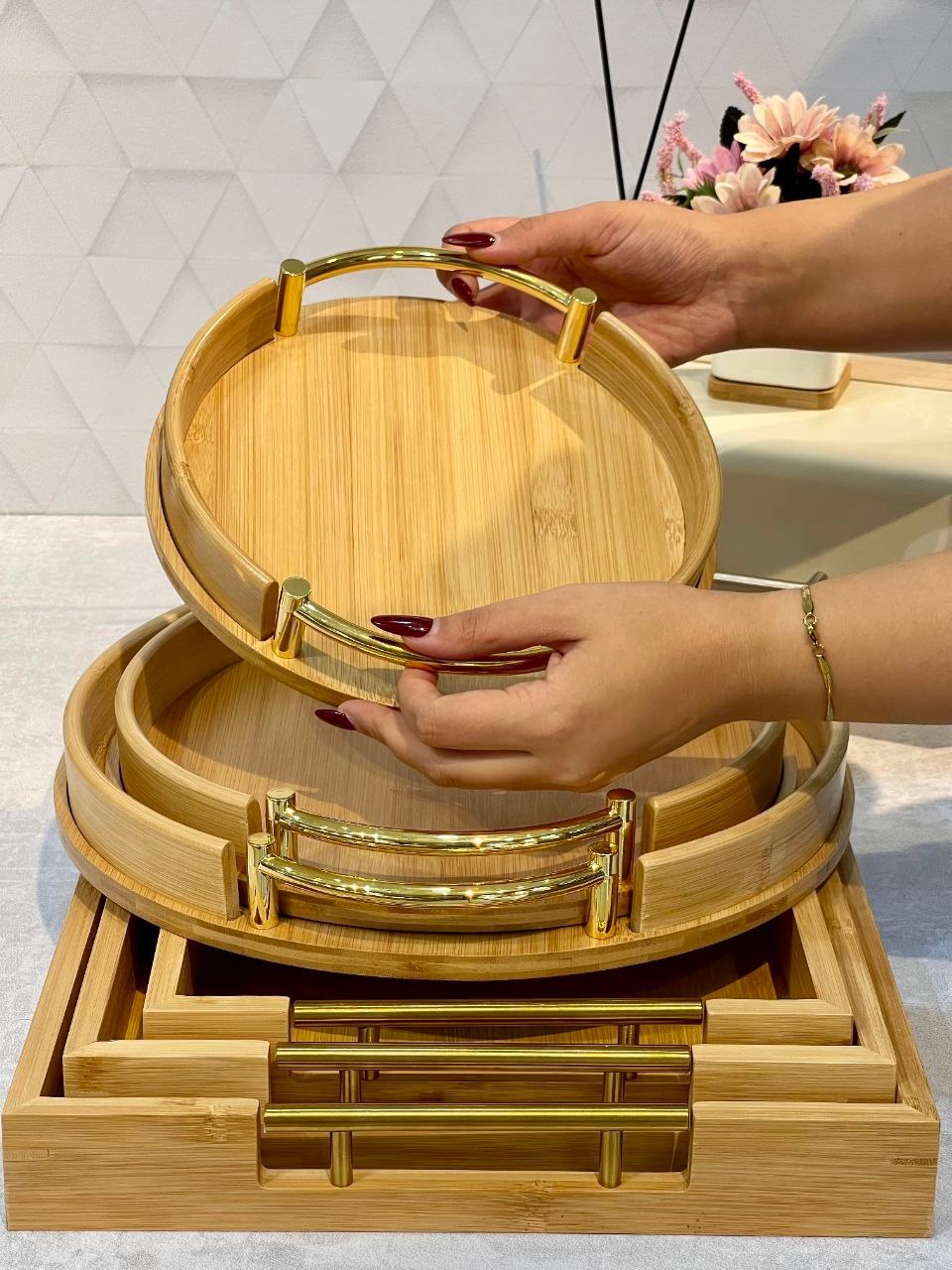 سینی 3 تیکه تمام بامبو