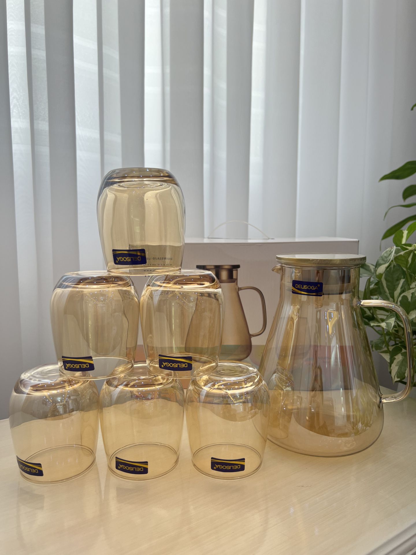 پارچ لیوان کوپی ای عسلی